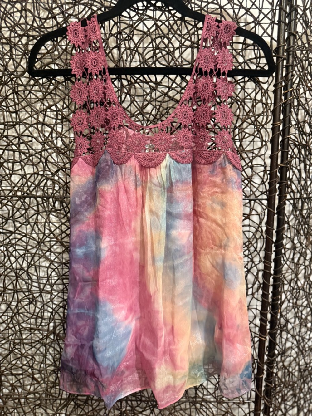 Chiffon Tank with Lace Neckline (0285) - Picture 2 of 5